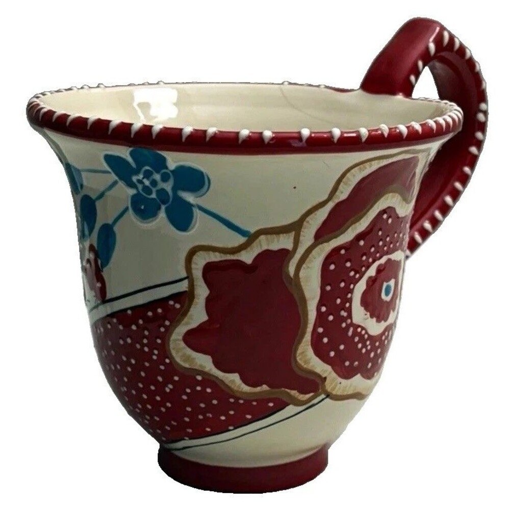 Blue Sky Heather Goldminc Ceramic Coffee Mug 16oz Floral Red White Blue